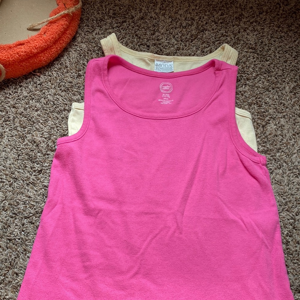 Pink and yellow tank tops